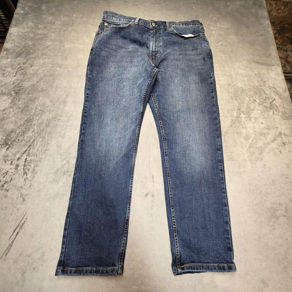 Levis 502 Jeans Mens 36x28 Blue Regular Taper Fit Medium Wash Stretch Denim
